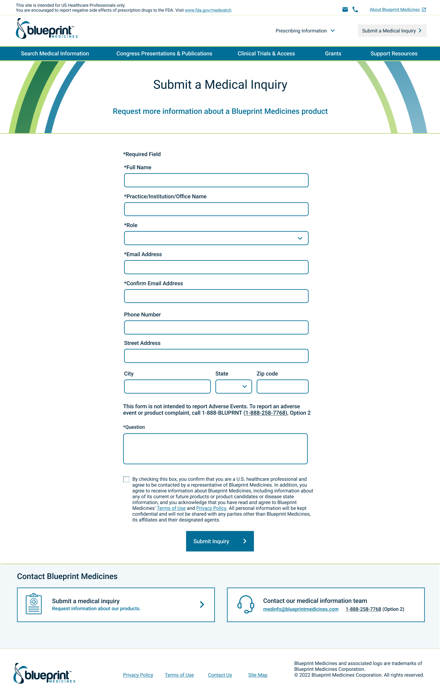 Blueprint Medicines Information Center Desktop Design 8